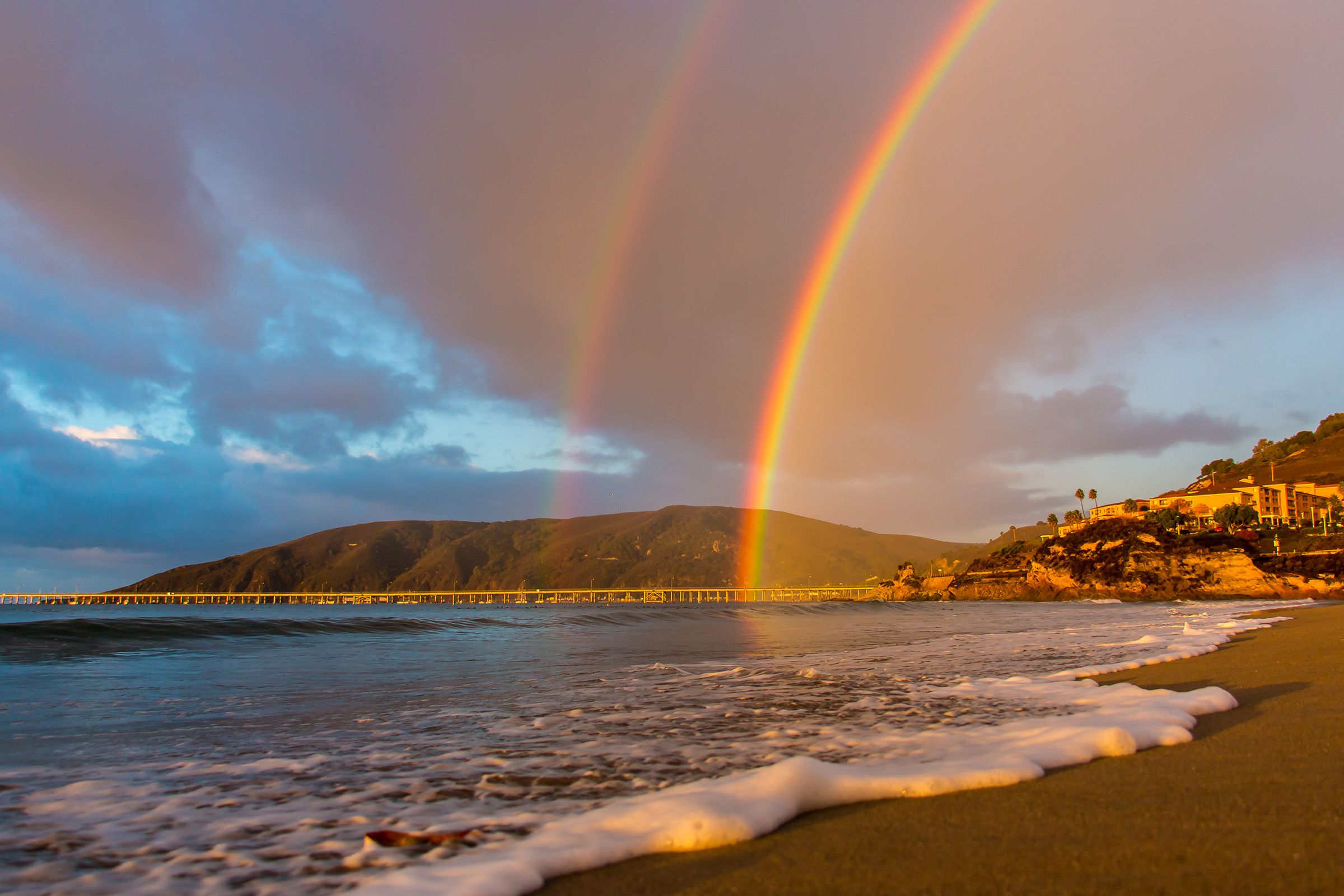 Double rainbow over Avila Pier and San Luis Bay